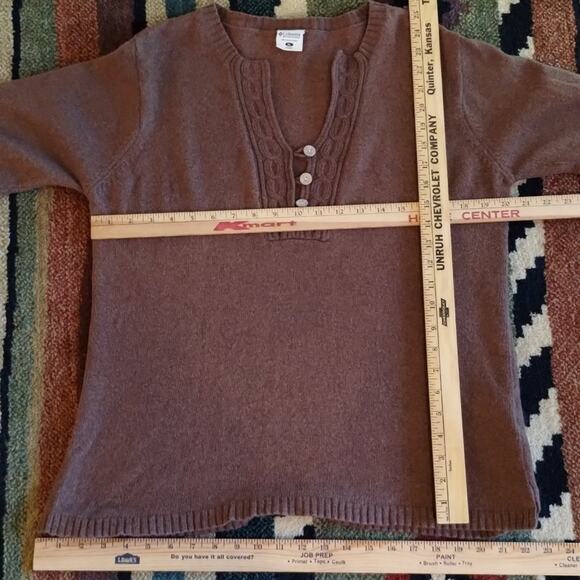 Columbia Cotton & Angora Brown Pullover Button Detail Athleisure Knit Sweater XL - Picture 9 of 14